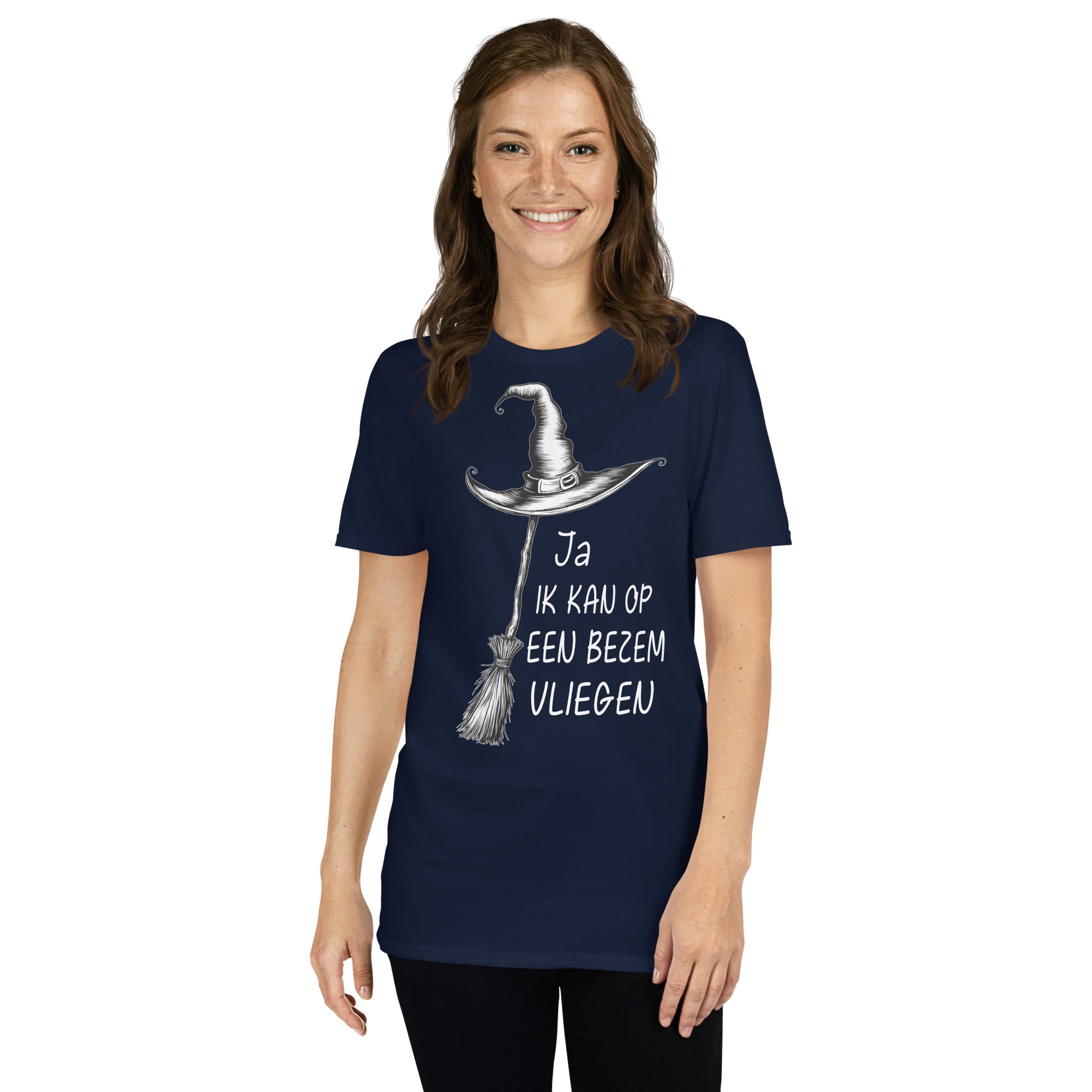 Unisex T-shirt (bezem- Ja ik kan vliegen op bezem)