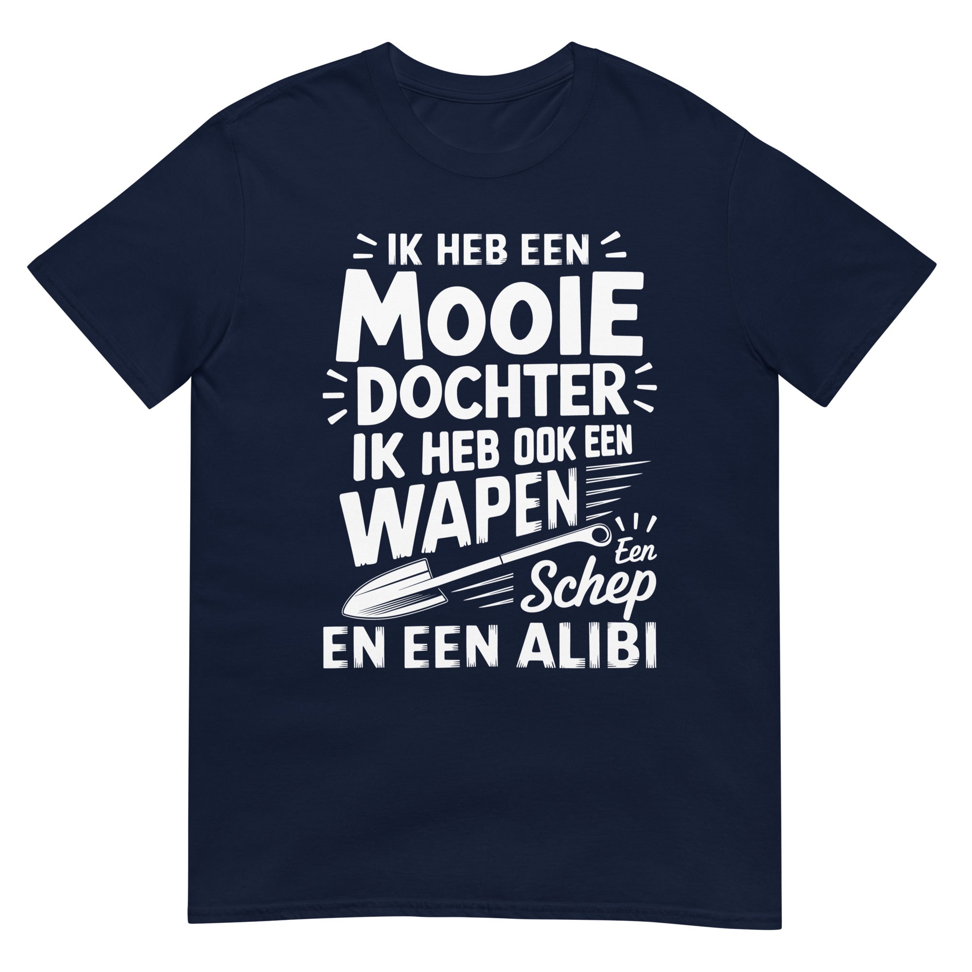 Uniseks T-shirt (Ik heb een mooie dochter en ook een wapen...) Papa & dochter