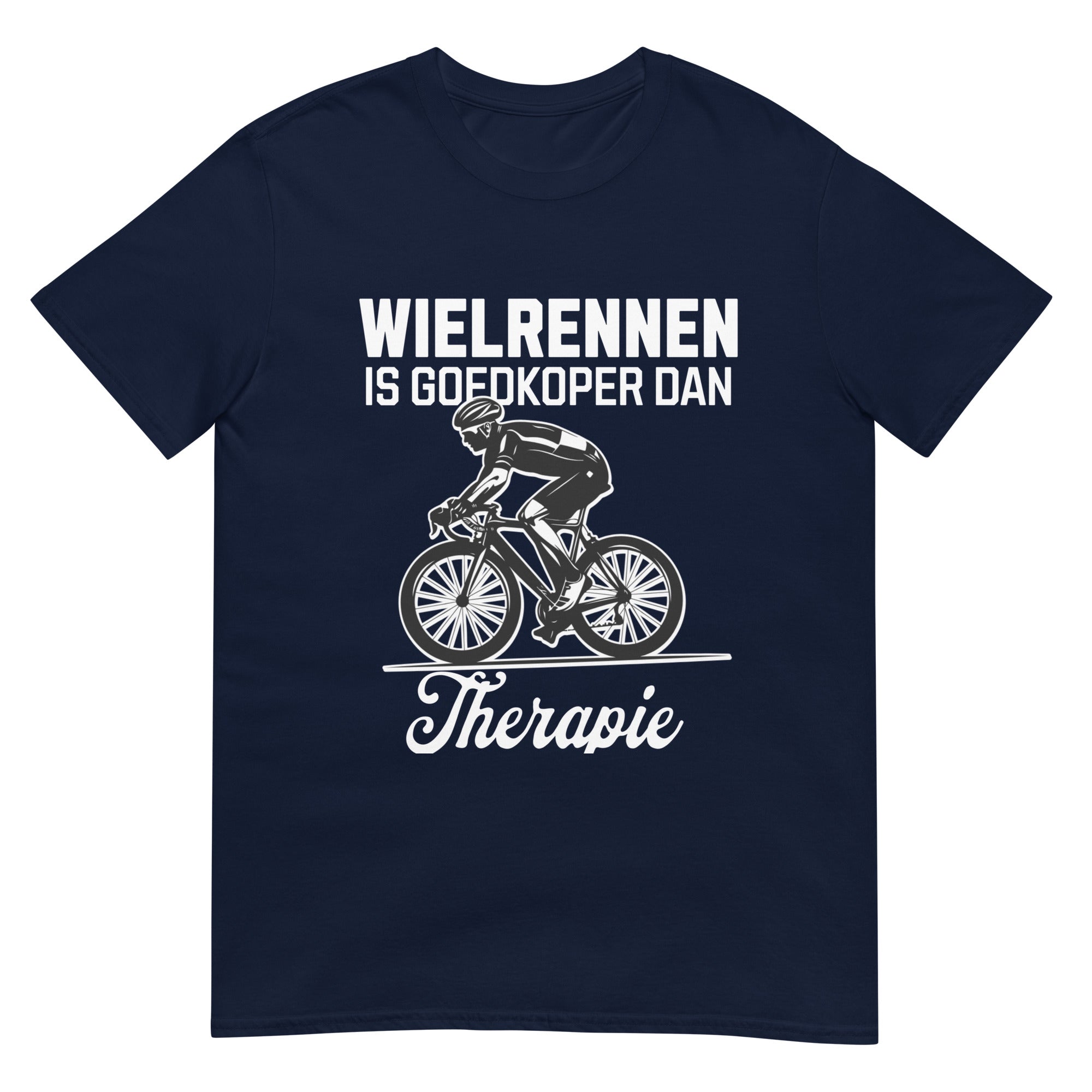 Unisex T-shirt (Wielrennen is goedkoper dan therapie)