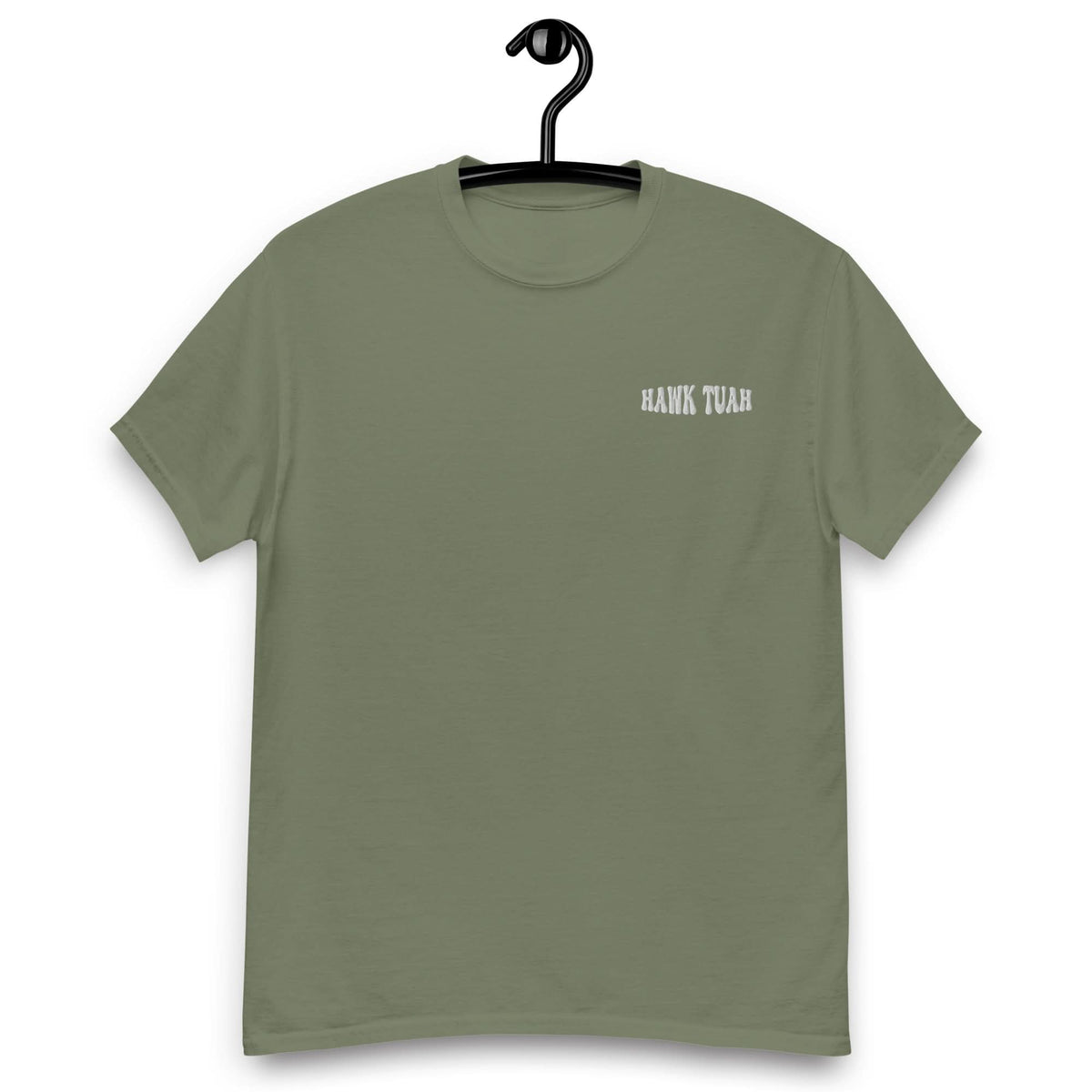 Geborduurde Classic unisex T-shirt (Hawk Tuah 2024)