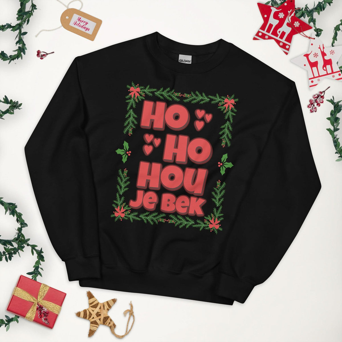 Unisex kersttrui (HO HO HOU JE B*K)