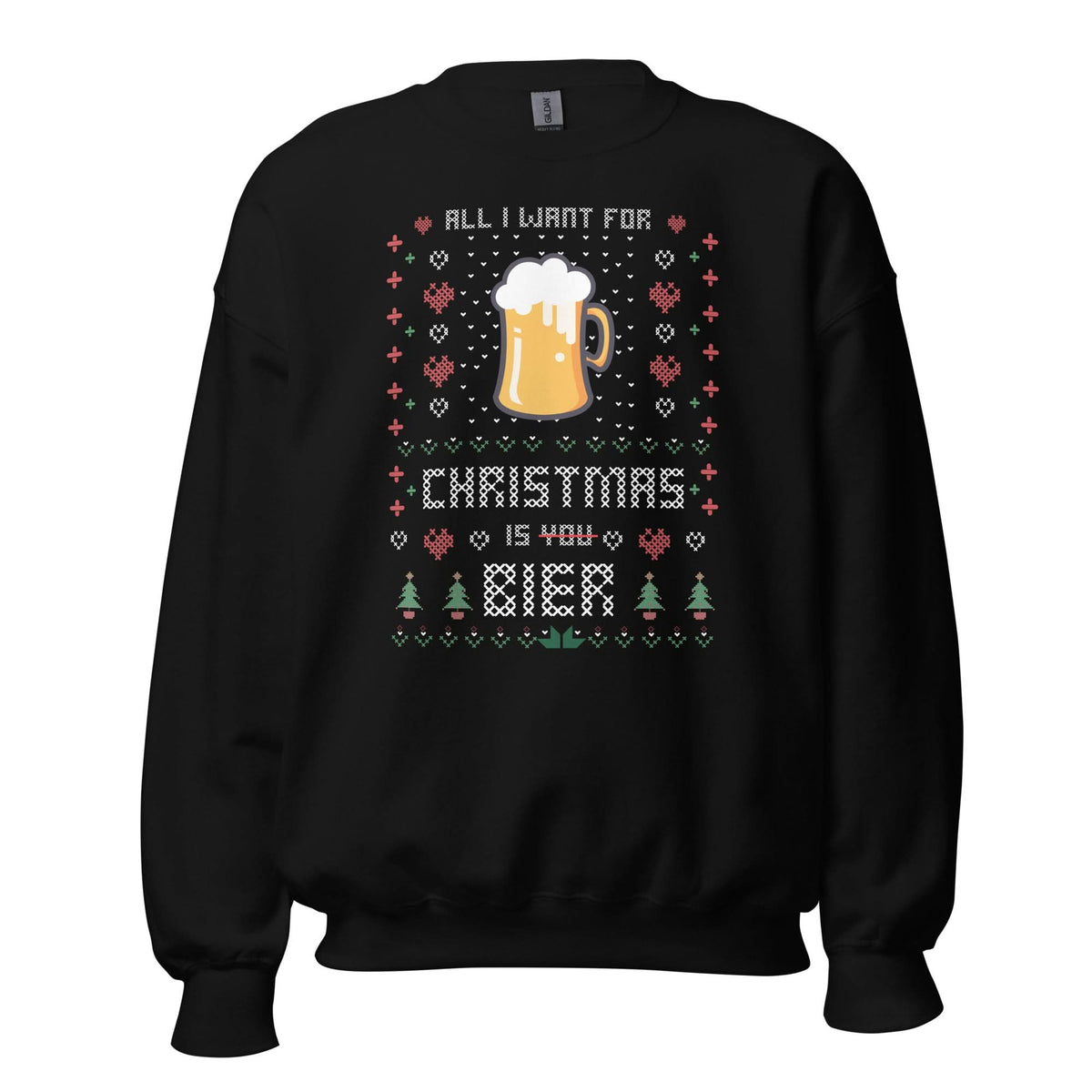 Unisex Kersttrui ( All i want for Christmas is BIER)