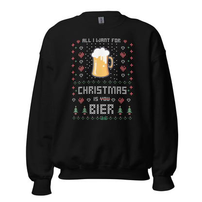 Unisex Kersttrui ( All i want for Christmas is BIER)