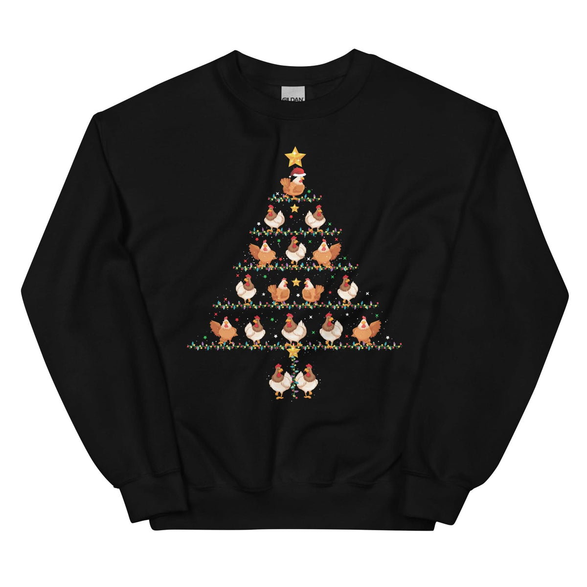 Unisex Kersttrui ( Kerst kippen kerstboom )