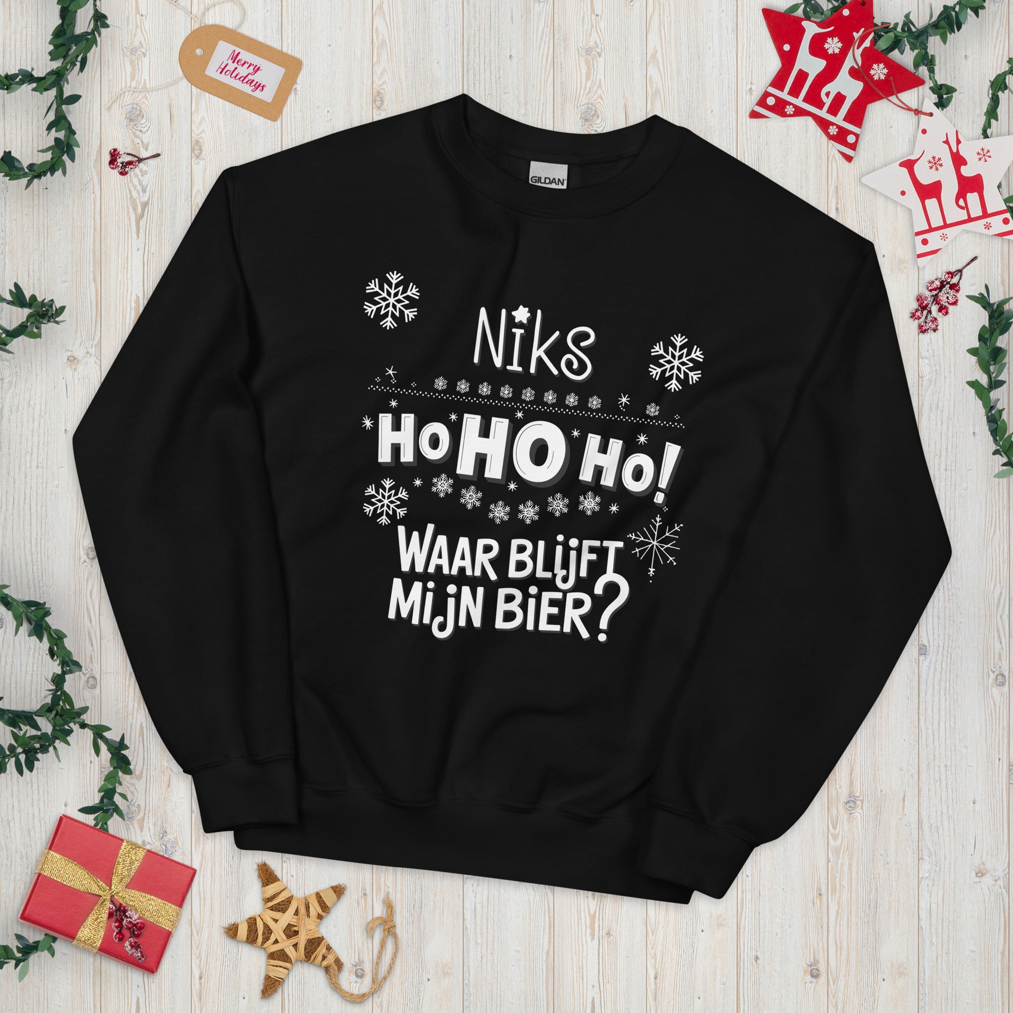 Unisex kersttrui (Niks ho ho waar bijft mijn bier?)
