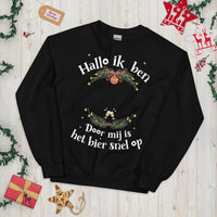 Unisex kersttrui (Hallo ik ben... en door mij is bier snel op) Personaliseer deze trui met je naam!