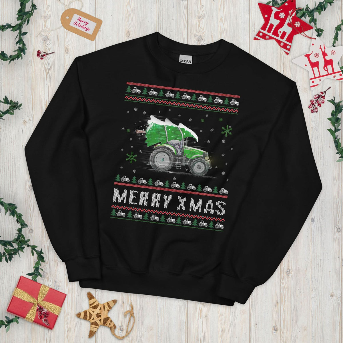 Uniseks kersttrui (trekker door de sneeuw)