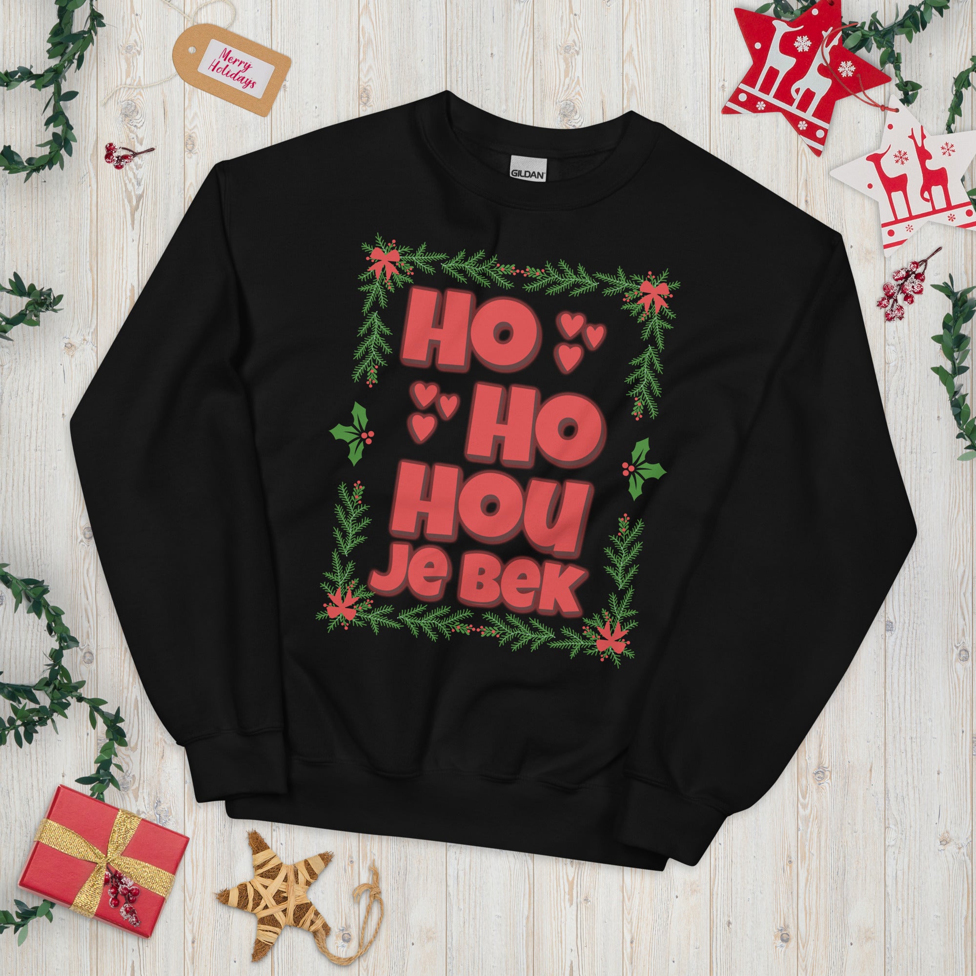Unisex kersttrui (HO HO HOU JE B*K)