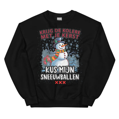 Unisex kersttrui (krijg de k*lere met je kerst, kus mijn sneeuwballen)