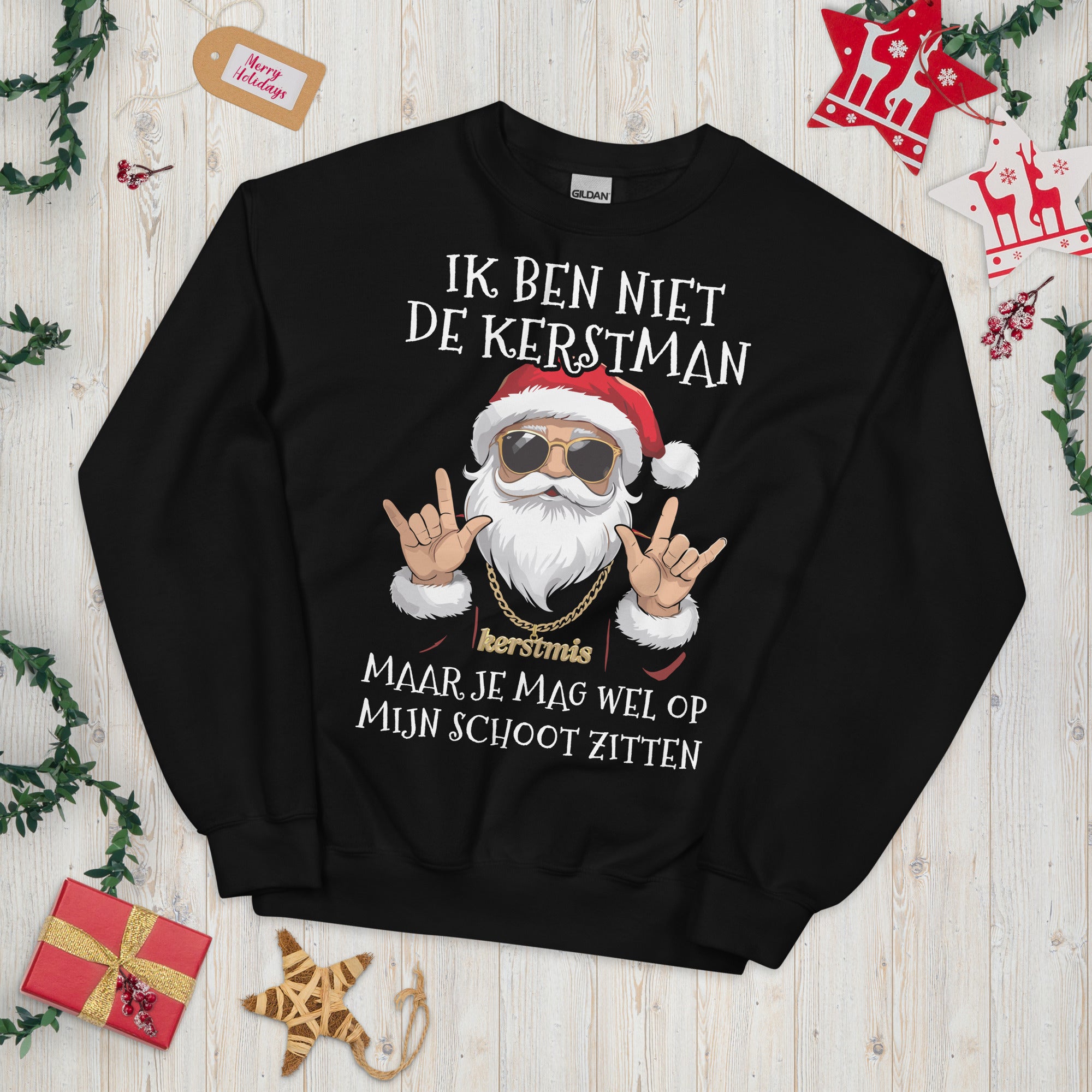Unisex kersttrui (Ik ben niet de kerstman maar je mag wel op mijns schoot zitten)