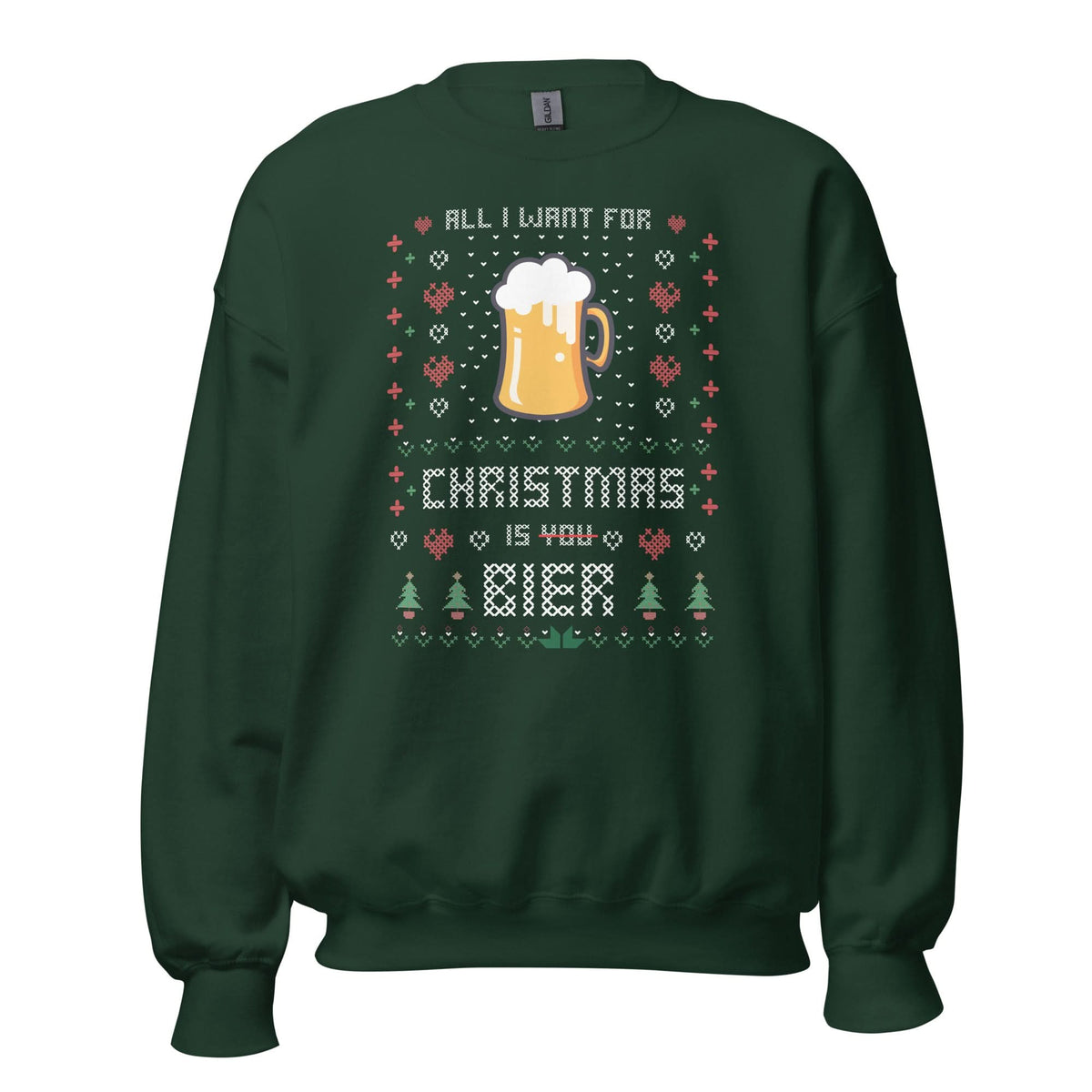 Unisex Kersttrui ( All i want for Christmas is BIER)