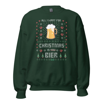 Unisex Kersttrui ( All i want for Christmas is BIER)