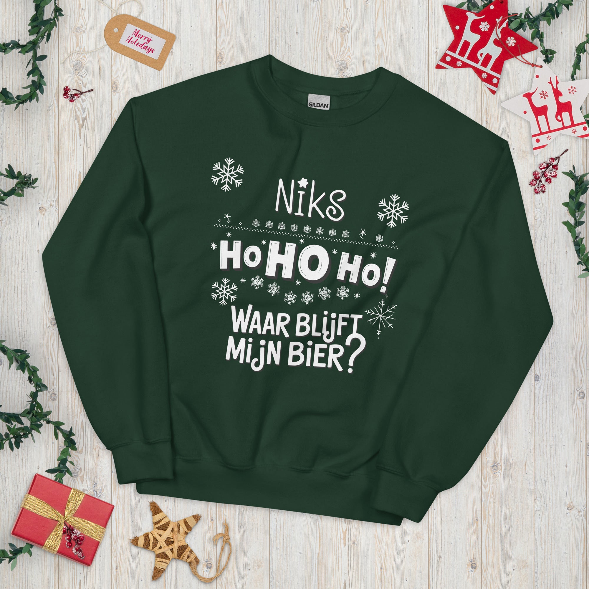 Unisex kersttrui (Niks ho ho waar bijft mijn bier?)