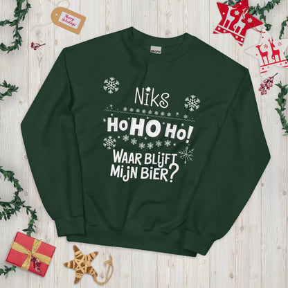 Unisex kersttrui (Niks ho ho waar bijft mijn bier?)