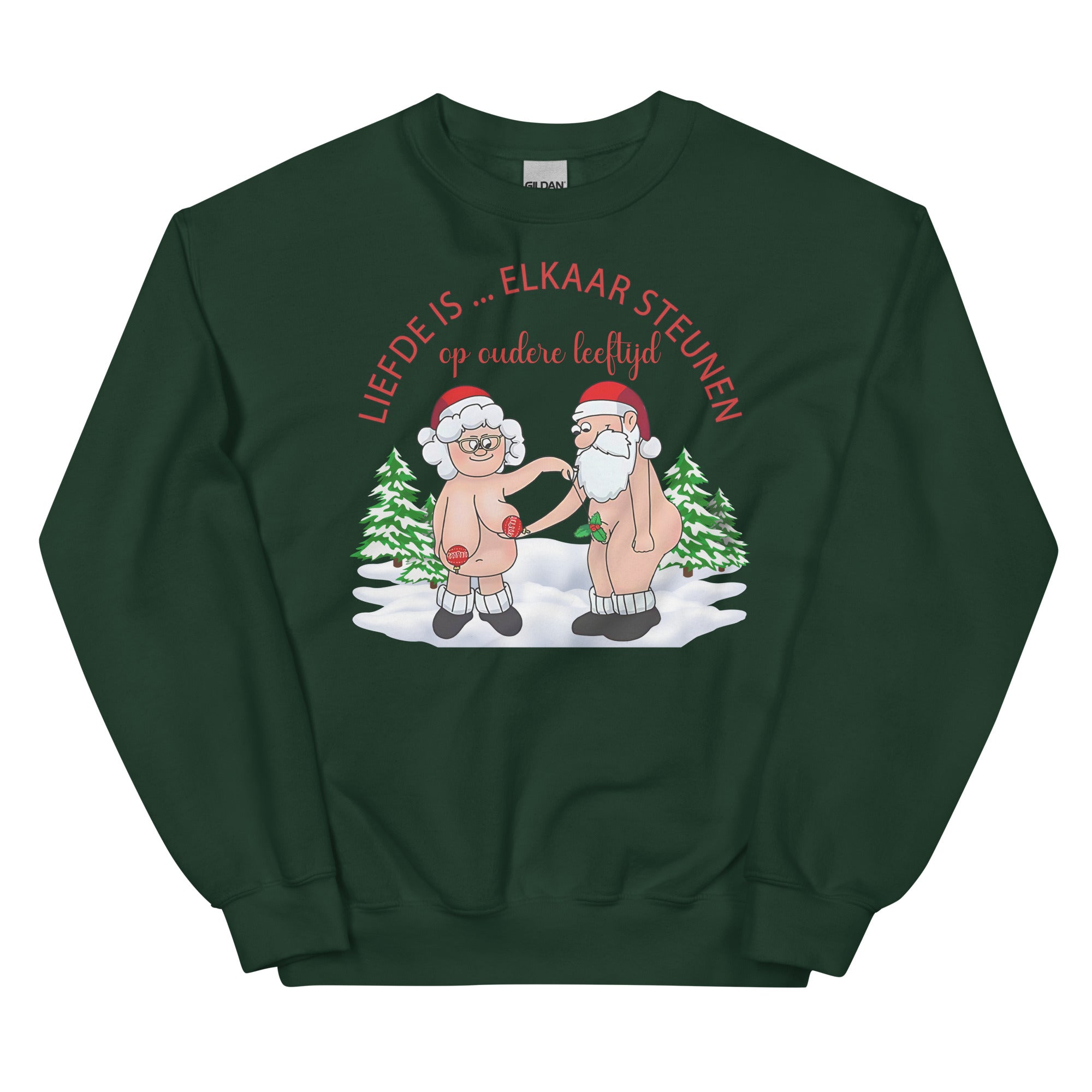 Couple Kersttrui (Liefde... is elkaar steunen op oudere leeftijd)