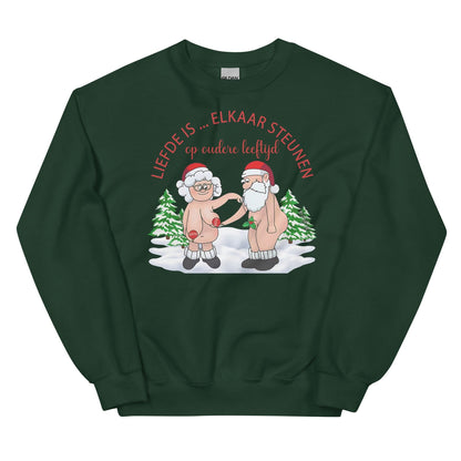 Couple Kersttrui (Liefde... is elkaar steunen op oudere leeftijd)