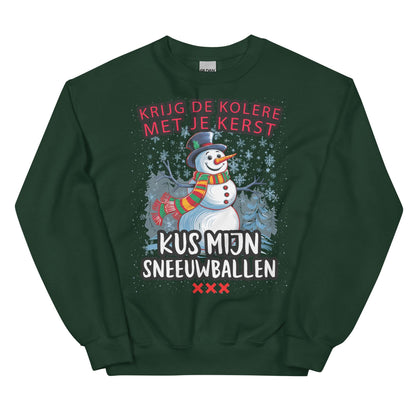 Unisex kersttrui (krijg de k*lere met je kerst, kus mijn sneeuwballen)