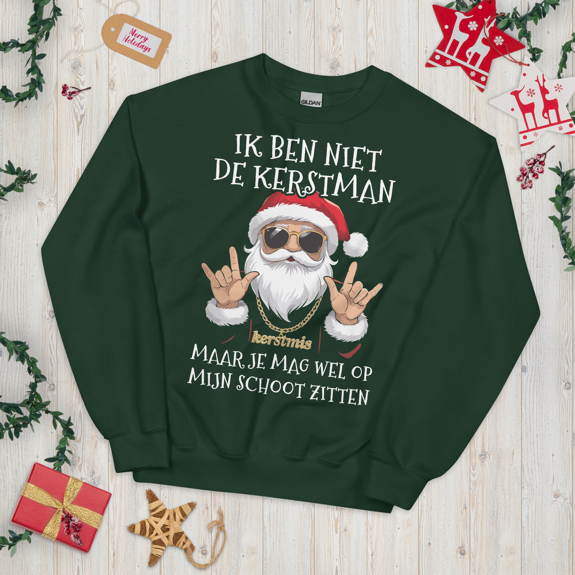 Unisex kersttrui (Ik ben niet de kerstman maar je mag wel op mijns schoot zitten)