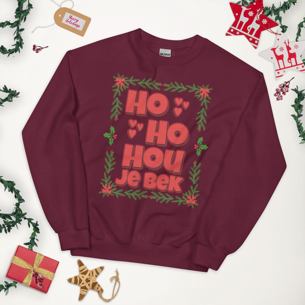 Unisex kersttrui (HO HO HOU JE B*K)