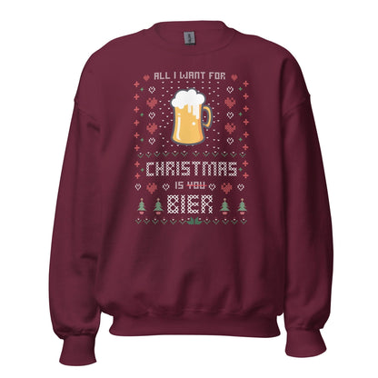 Unisex Kersttrui ( All i want for Christmas is BIER)