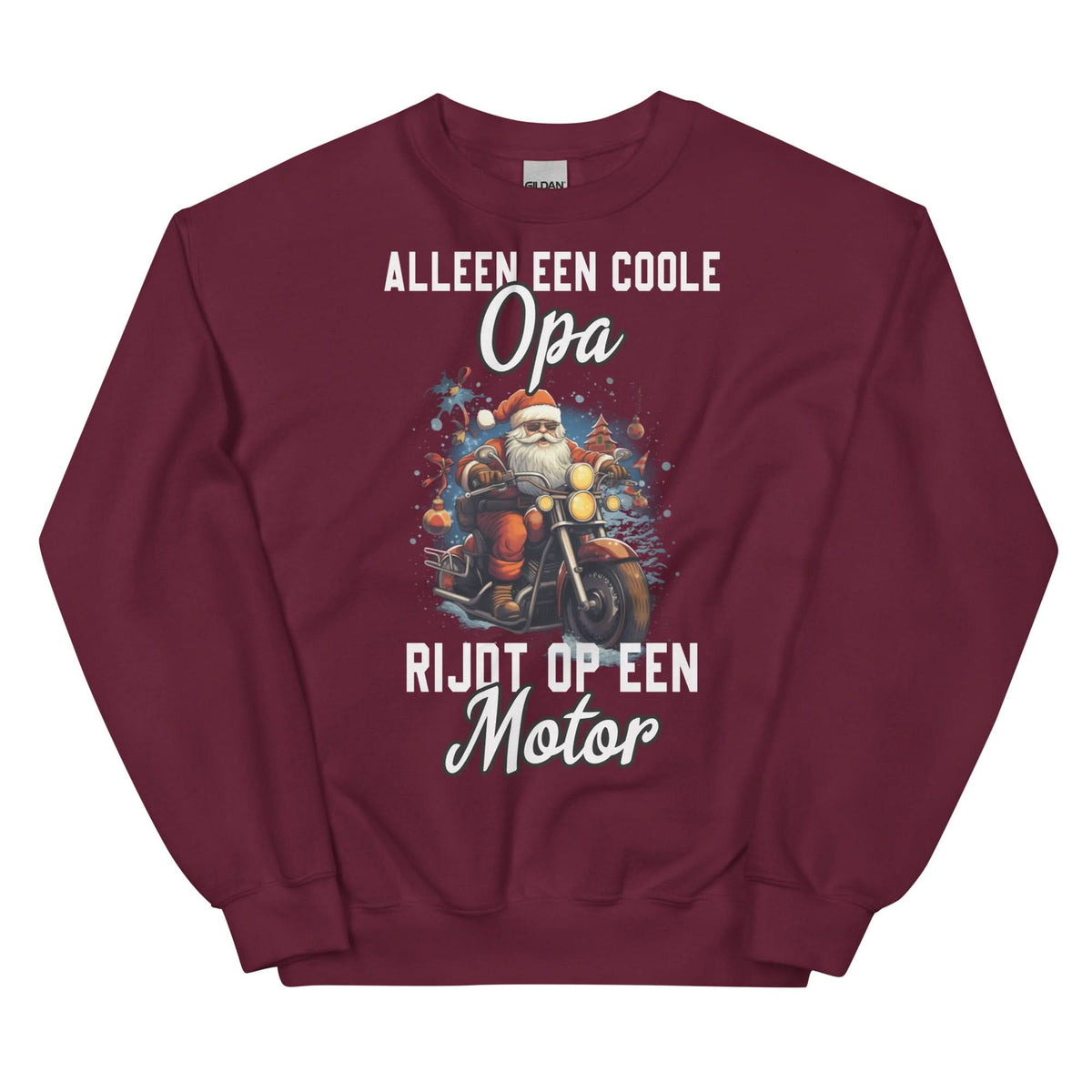 Unisex Kersttrui ( Kerst - Alleen een coole opa rijdt op een motor)