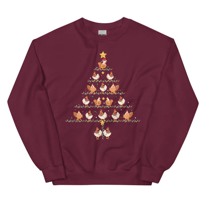 Unisex Kersttrui ( Kerst kippen kerstboom )