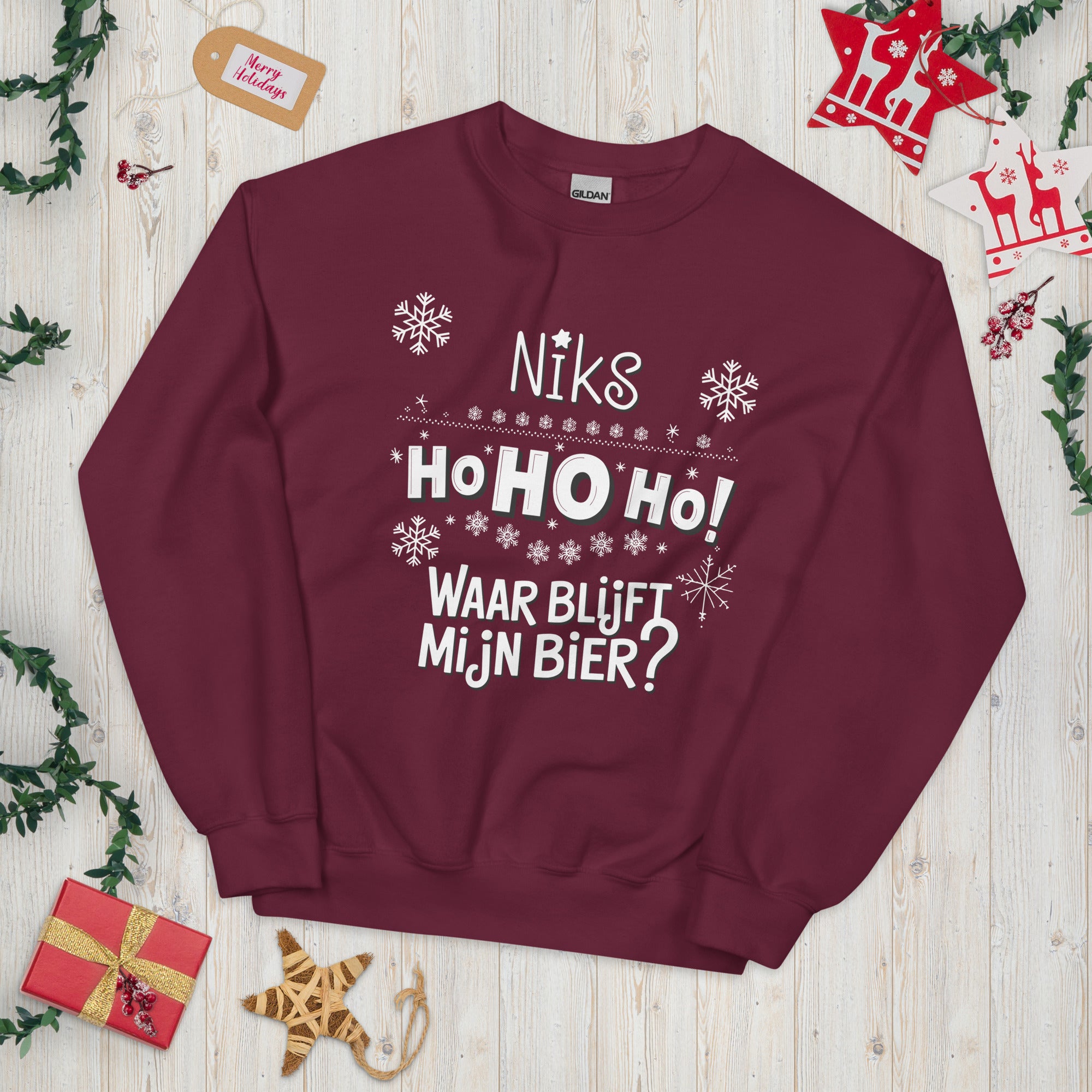 Unisex kersttrui (Niks ho ho waar bijft mijn bier?)