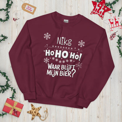 Unisex kersttrui (Niks ho ho waar bijft mijn bier?)