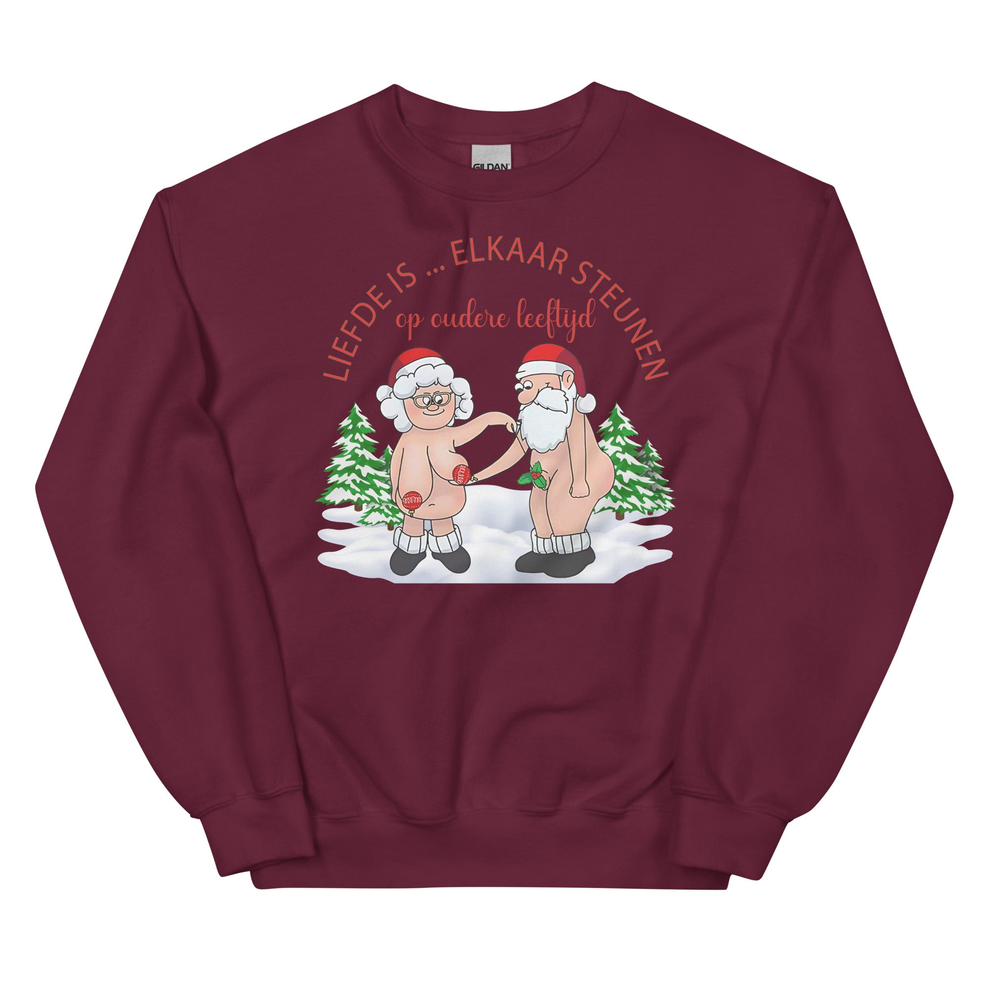 Couple Kersttrui (Liefde... is elkaar steunen op oudere leeftijd)