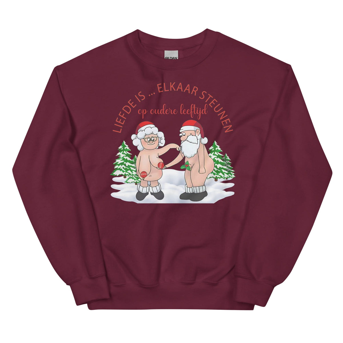 Couple Kersttrui (Liefde... is elkaar steunen op oudere leeftijd)
