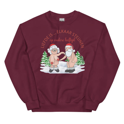 Couple Kersttrui (Liefde... is elkaar steunen op oudere leeftijd)