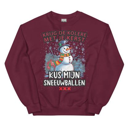 Unisex kersttrui (krijg de k*lere met je kerst, kus mijn sneeuwballen)