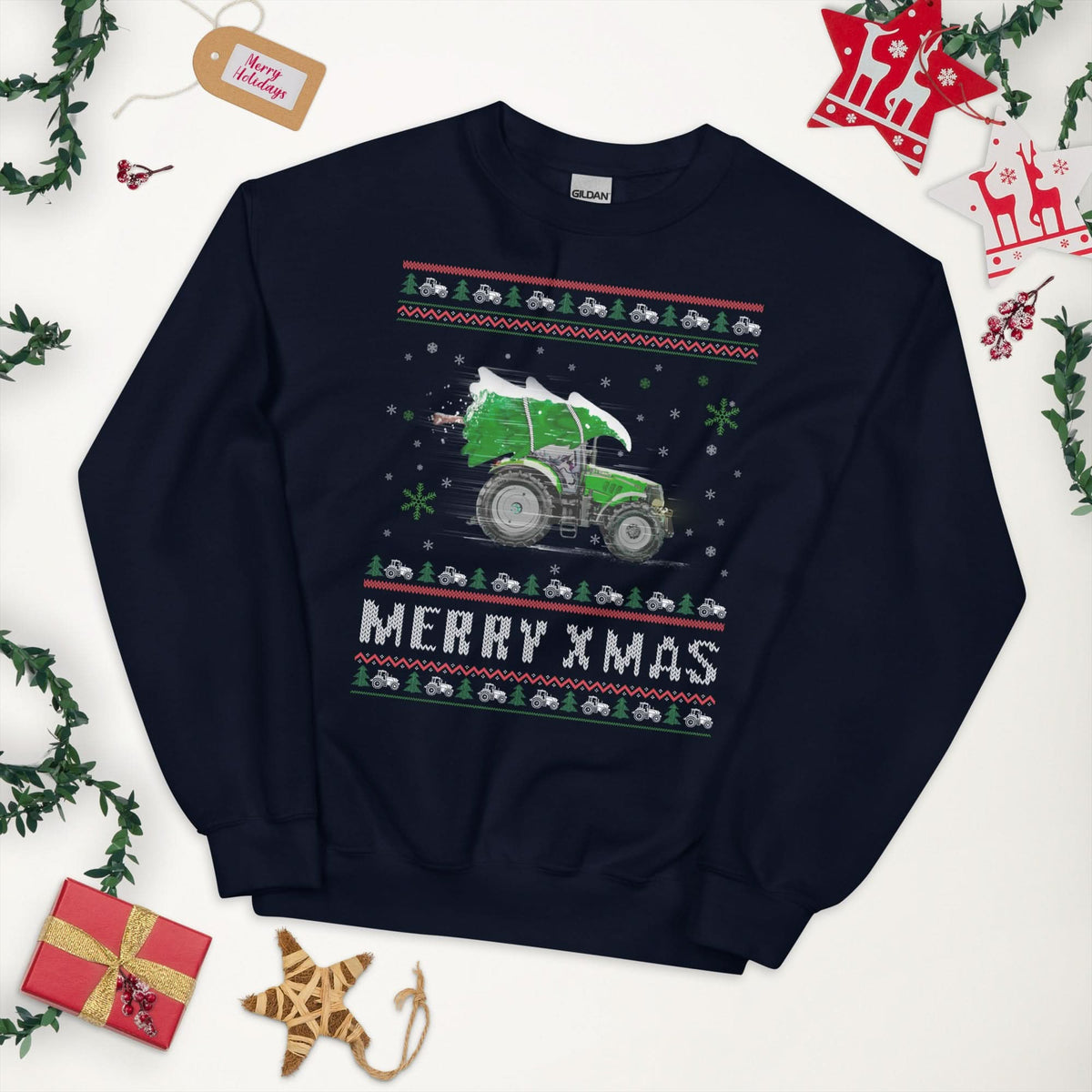 Uniseks kersttrui (trekker door de sneeuw)