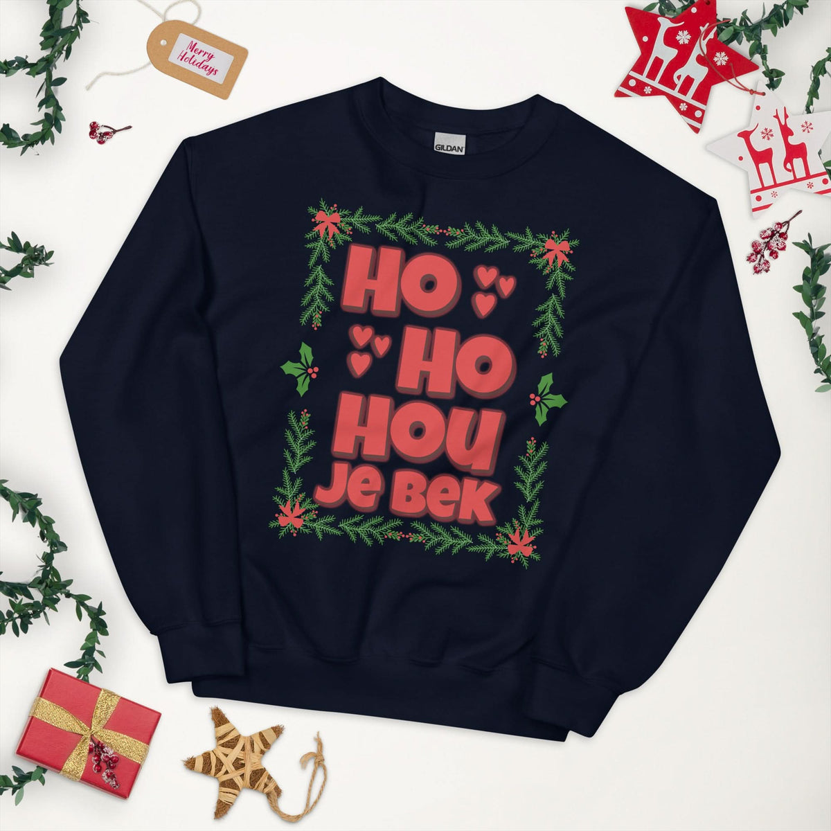 Unisex kersttrui (HO HO HOU JE B*K)