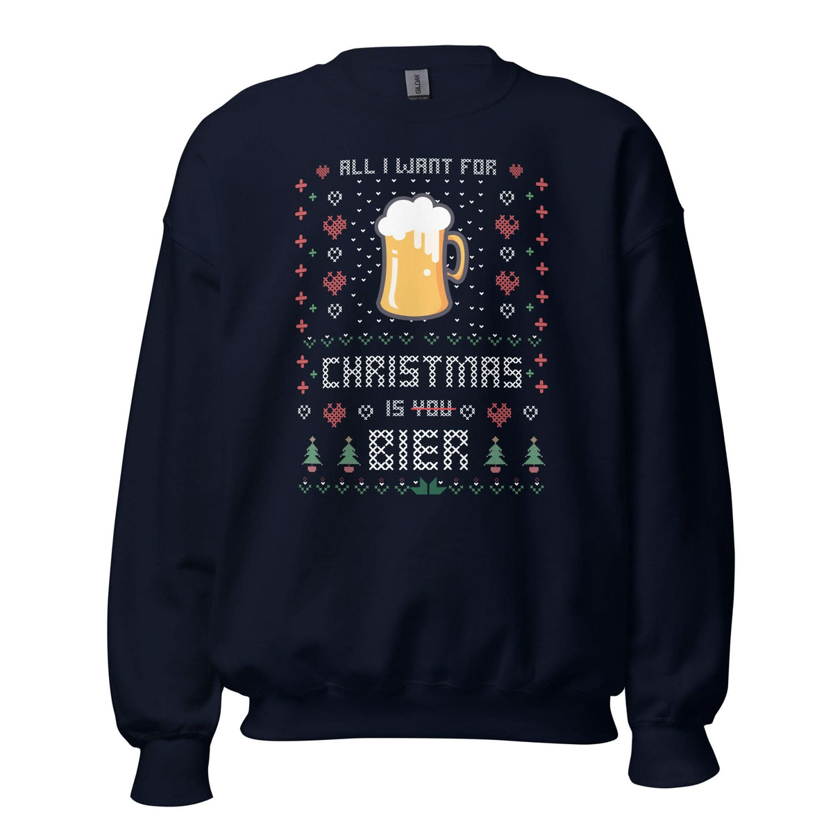 Unisex Kersttrui ( All i want for Christmas is BIER)