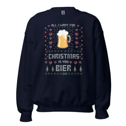 Unisex Kersttrui ( All i want for Christmas is BIER)