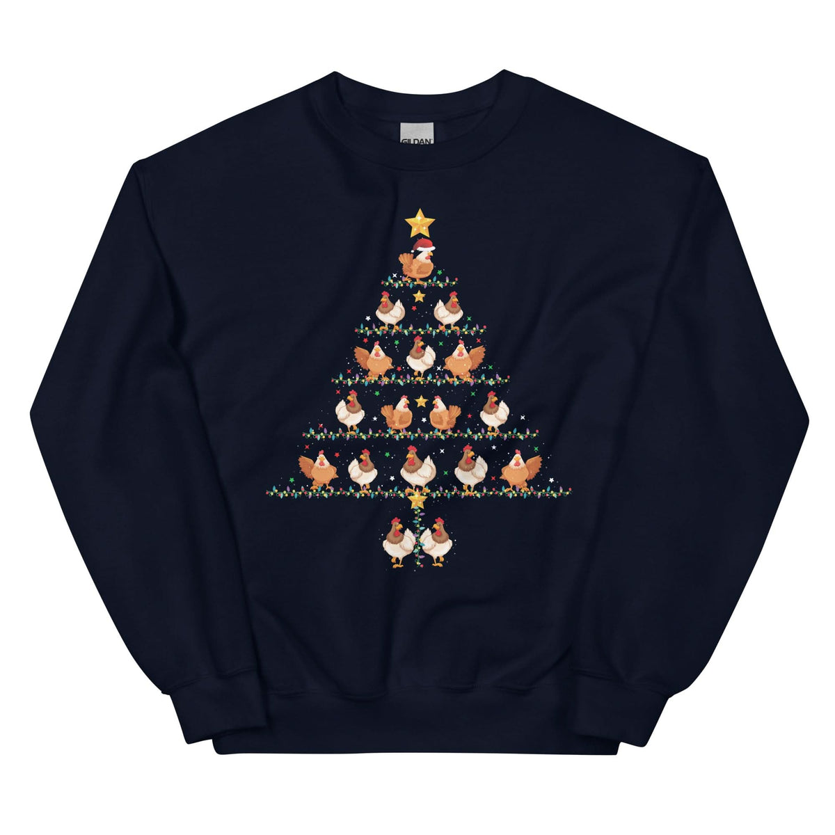 Unisex Kersttrui ( Kerst kippen kerstboom )