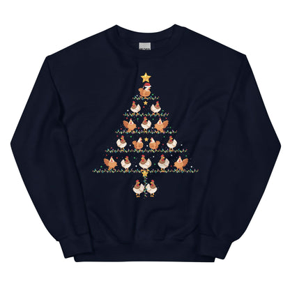 Unisex Kersttrui ( Kerst kippen kerstboom )