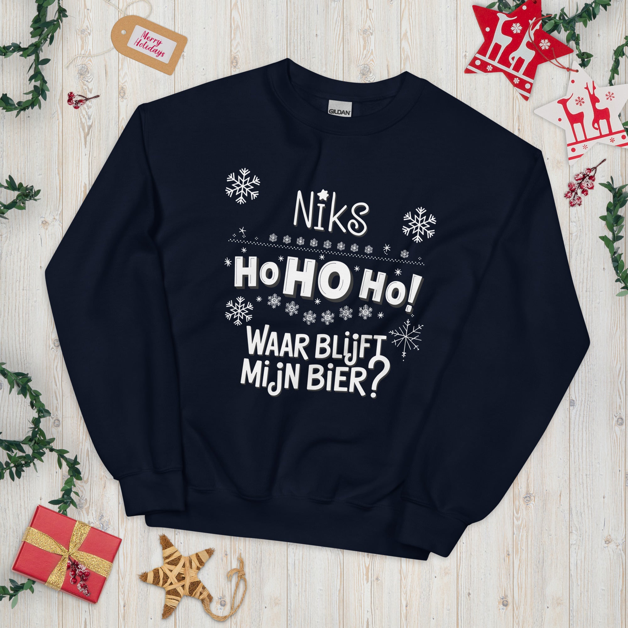 Unisex kersttrui (Niks ho ho waar bijft mijn bier?)