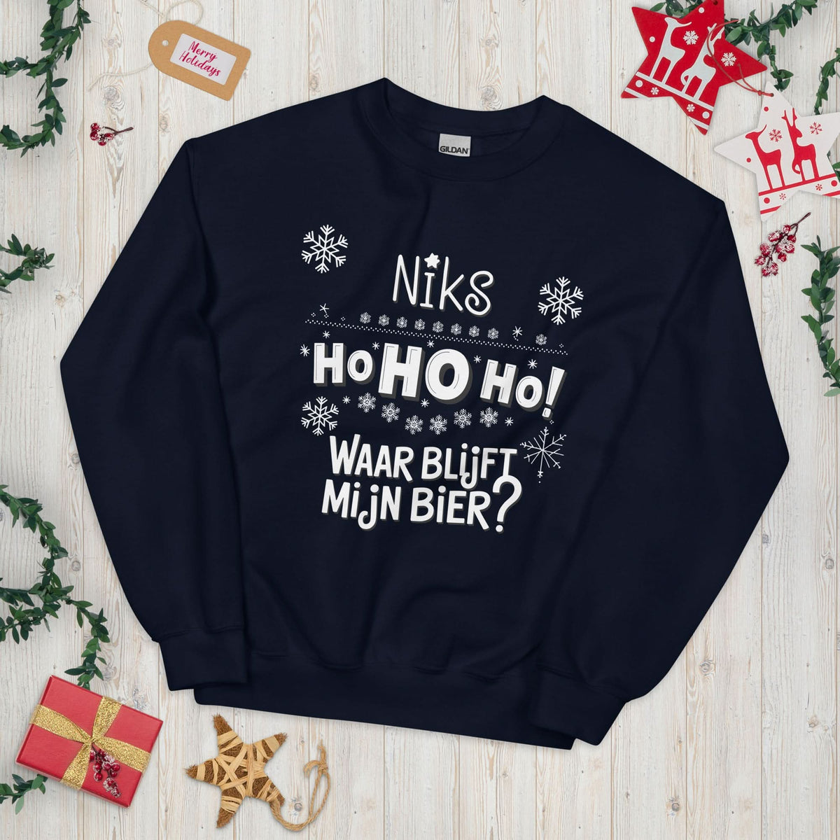 Unisex kersttrui (Niks ho ho waar bijft mijn bier?)