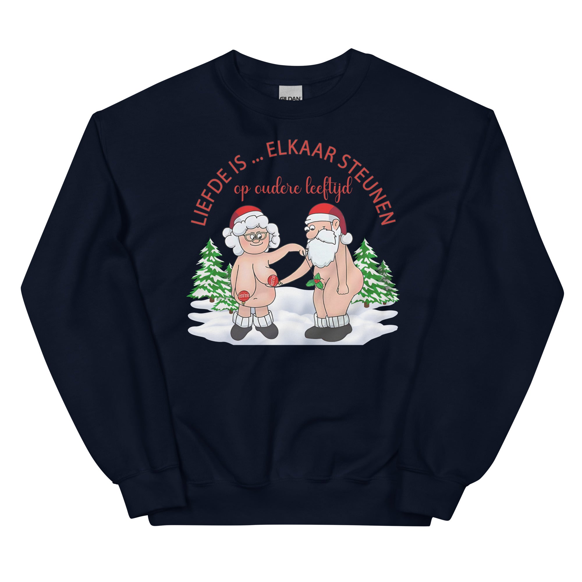 Couple Kersttrui (Liefde... is elkaar steunen op oudere leeftijd)