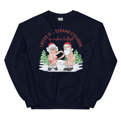 Couple Kersttrui (Liefde... is elkaar steunen op oudere leeftijd)