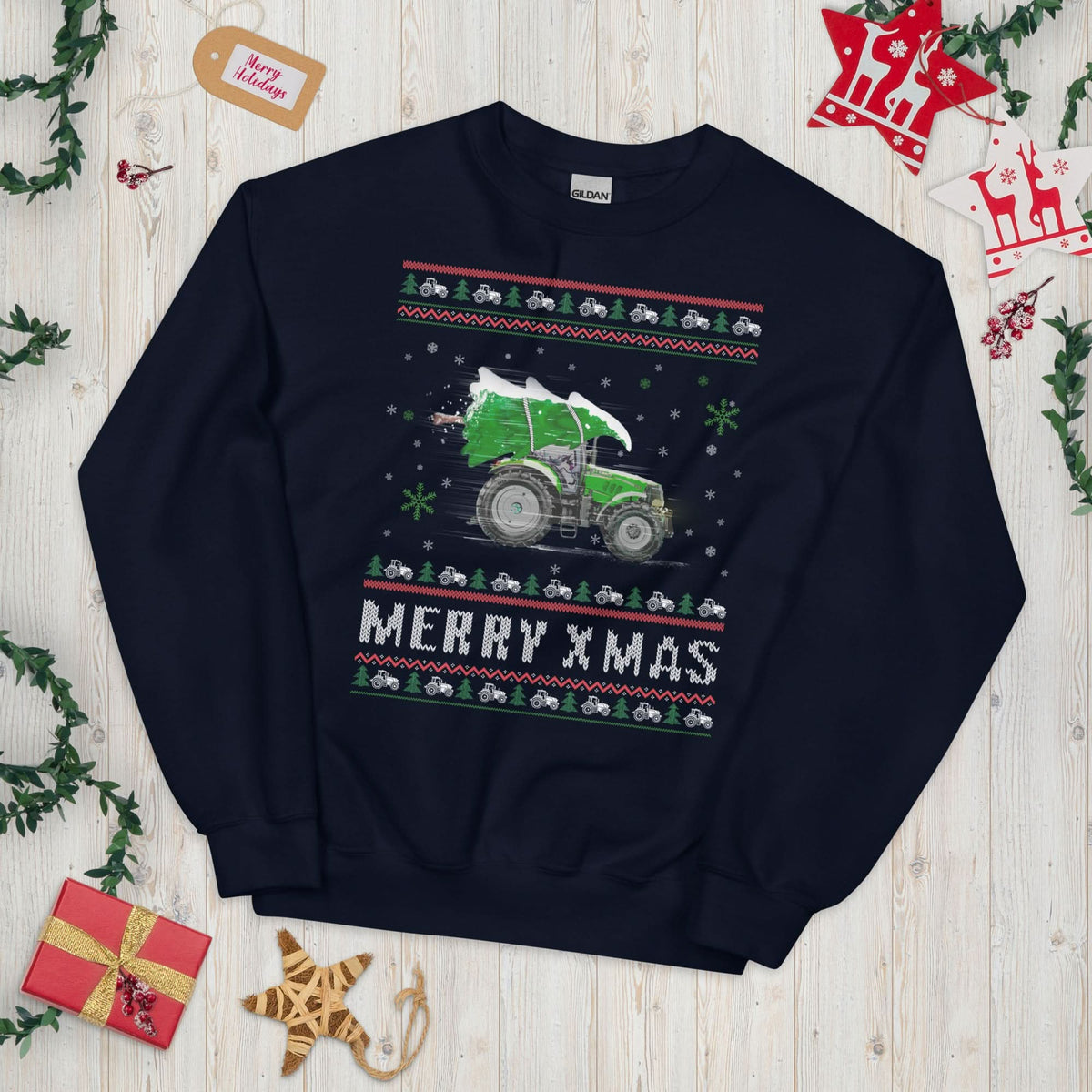 Uniseks kersttrui (trekker door de sneeuw)