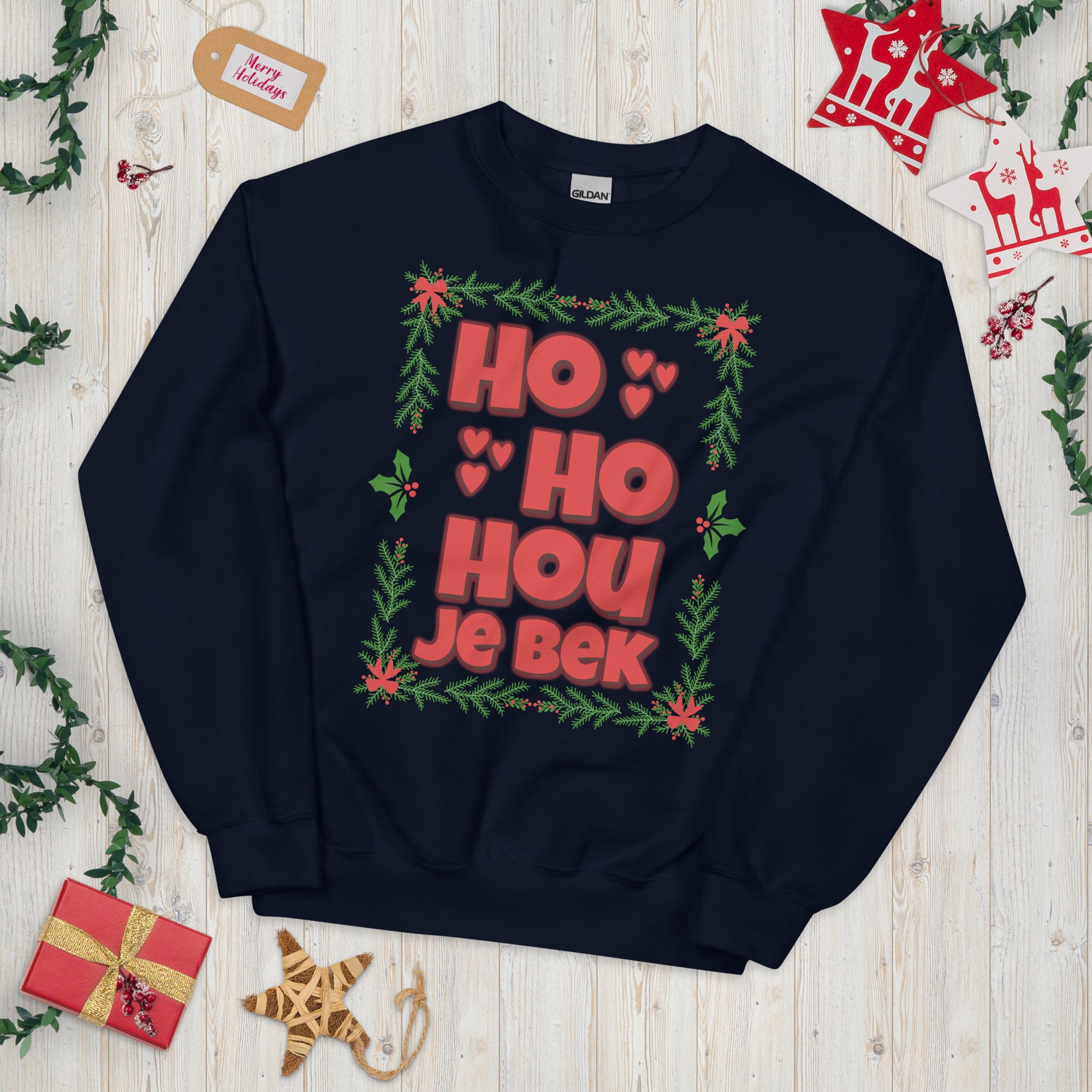 Unisex kersttrui (HO HO HOU JE B*K)