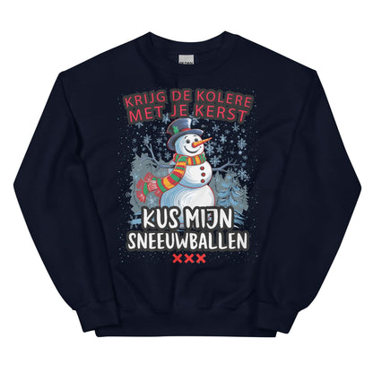 Unisex kersttrui (krijg de k*lere met je kerst, kus mijn sneeuwballen)