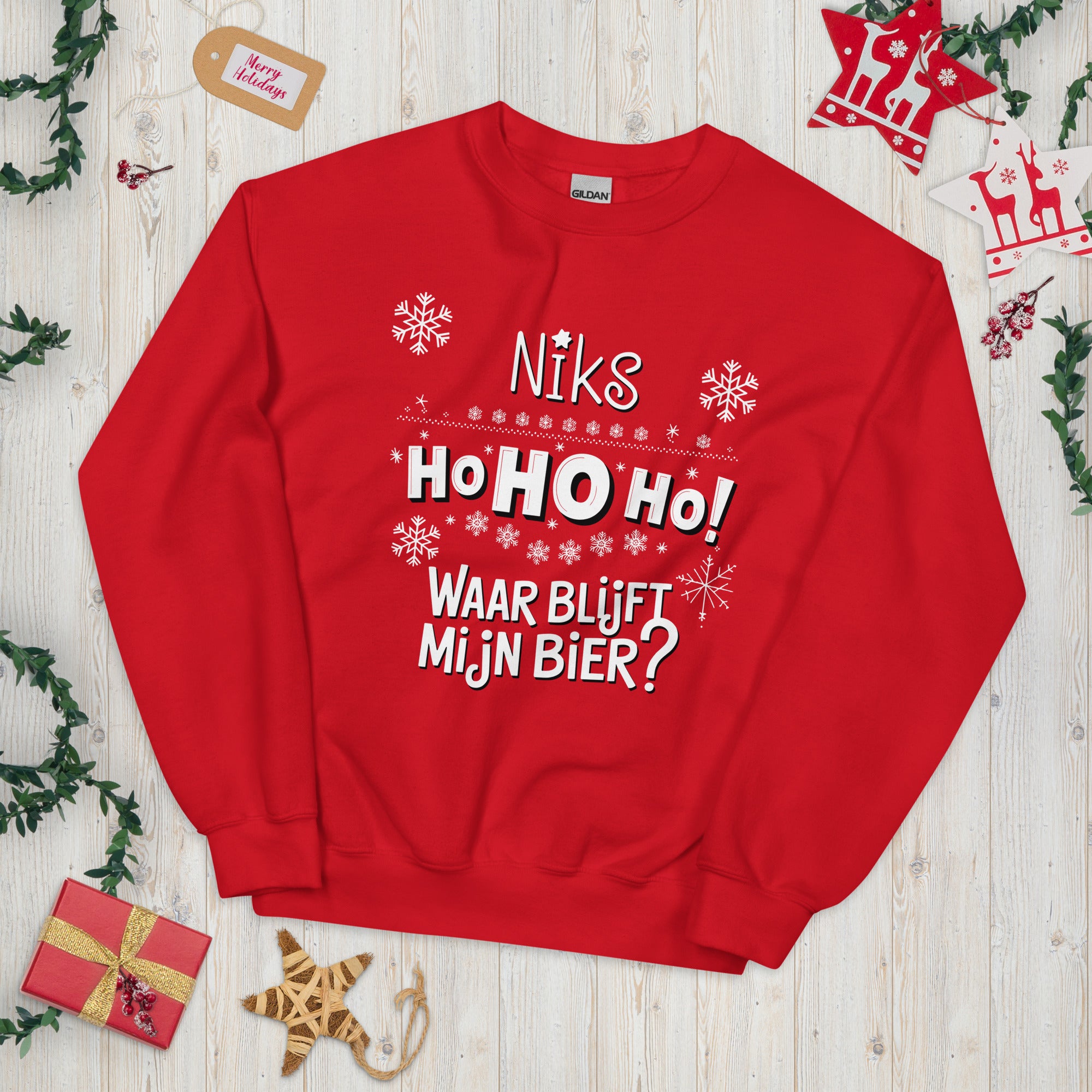 Unisex kersttrui (Niks ho ho waar bijft mijn bier?)
