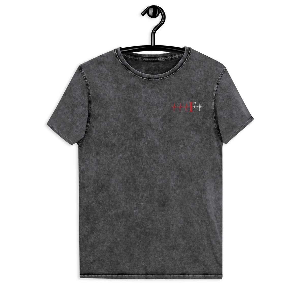 Denim Unisex T-shirt- Geborduurd (Feye heartbeat)