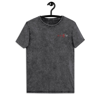 Denim Unisex T-shirt- Geborduurd (Feye heartbeat)