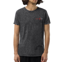 Denim Unisex T-shirt- Geborduurd (Feye heartbeat)