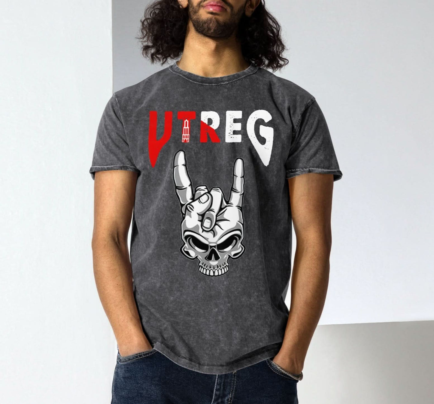 Spijkerstof Unisex T-shirt (Utreg Skull)